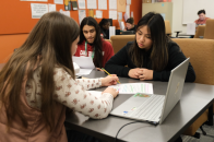 Students from Fitchburg High in writing lab