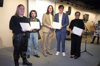 Students pose with inaugural RA Salvatore creating writing prizes
