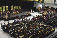 Scene from an indoor commencement ceremony