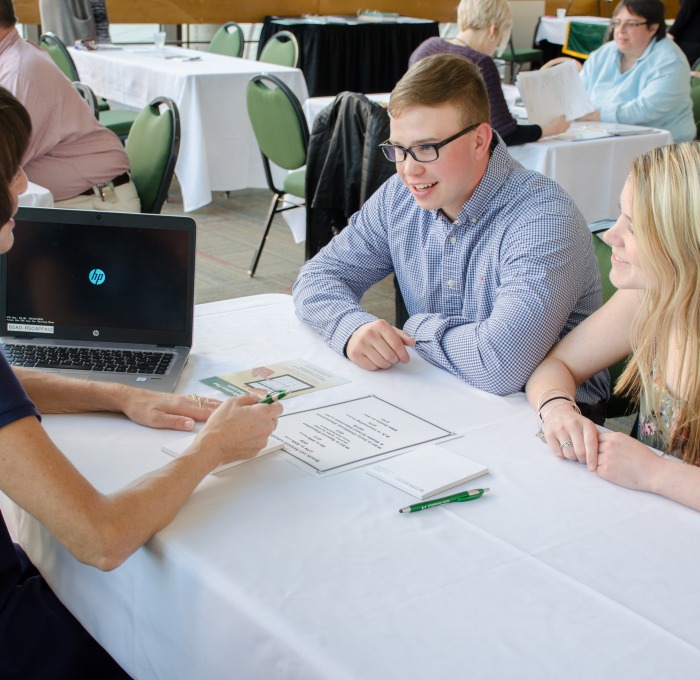students at an information session