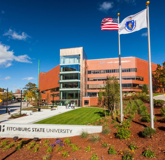 A distant shot of the front of Hammond Hall 