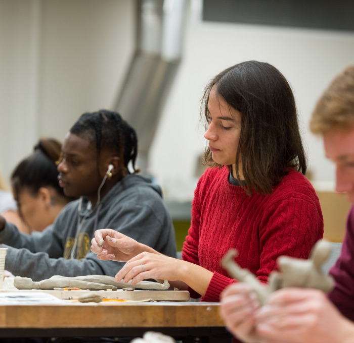 Photo of students in art class