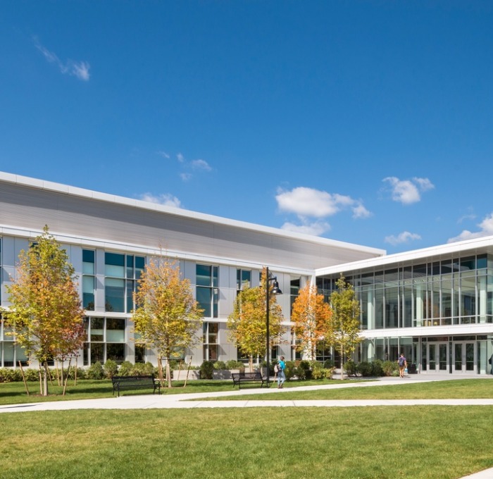 A shot of the Antonucci Science Complex from the quad