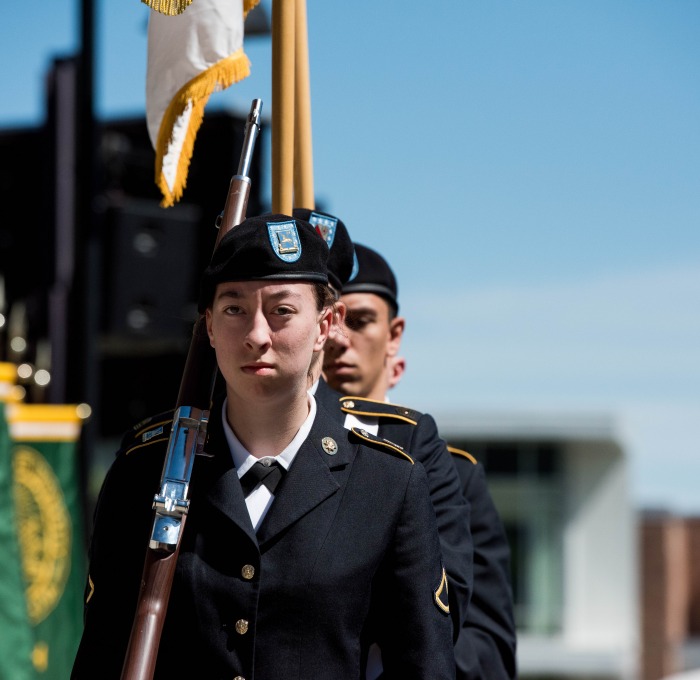 ROTC student on the quad