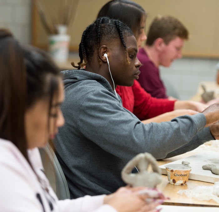 students in art class
