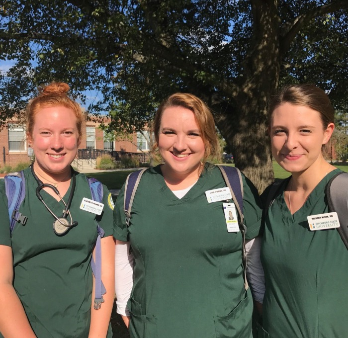 Group of nursing students on campus 