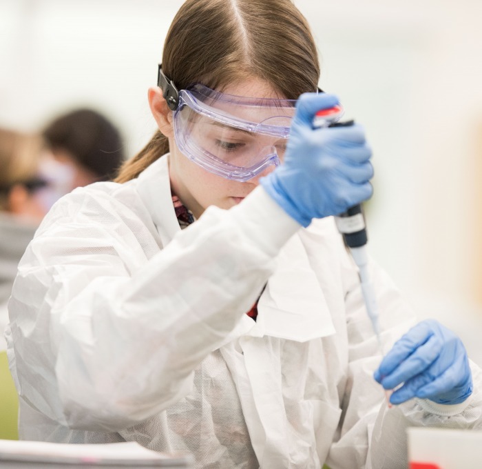 Biology student in a lab