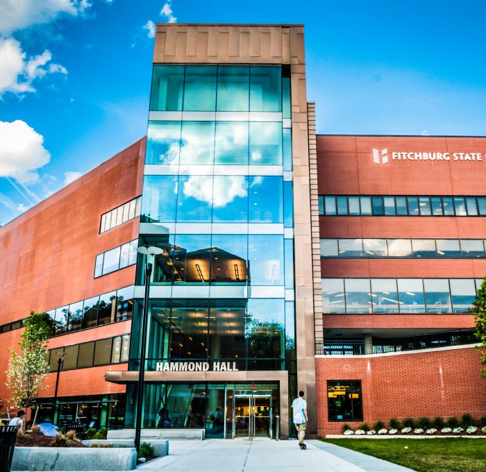 A shot of Hammond Hall without the Fitchburg State sign visible