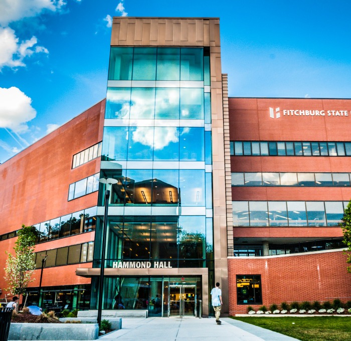 A shot of Hammond Hall without the Fitchburg State sign visible 