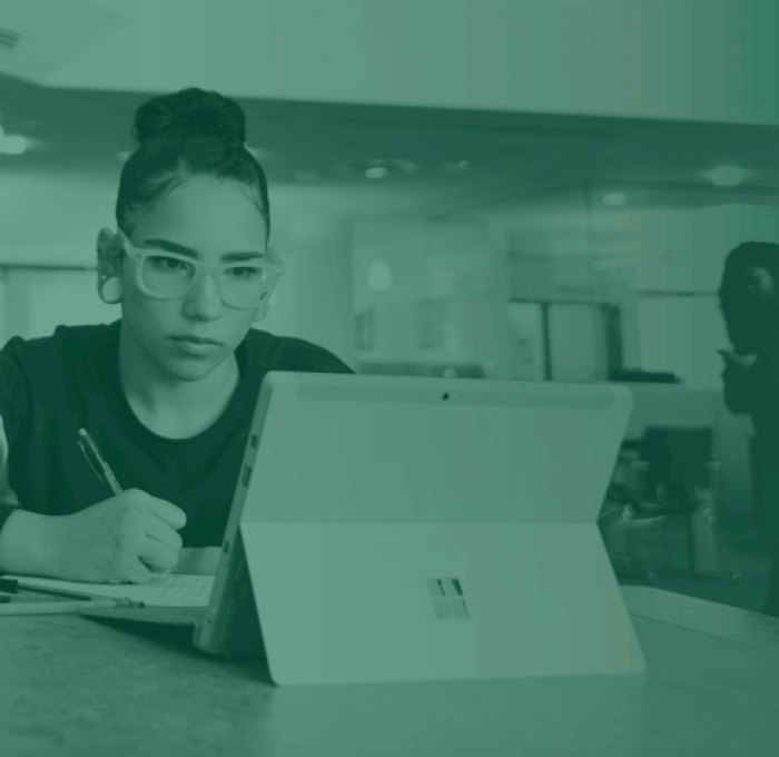 Student at computer