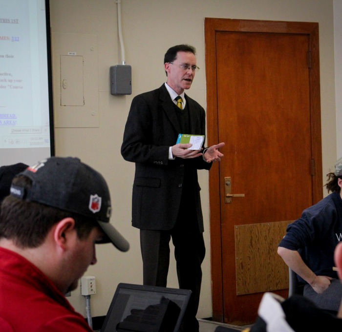 Professor Josh Spero speaking to his class