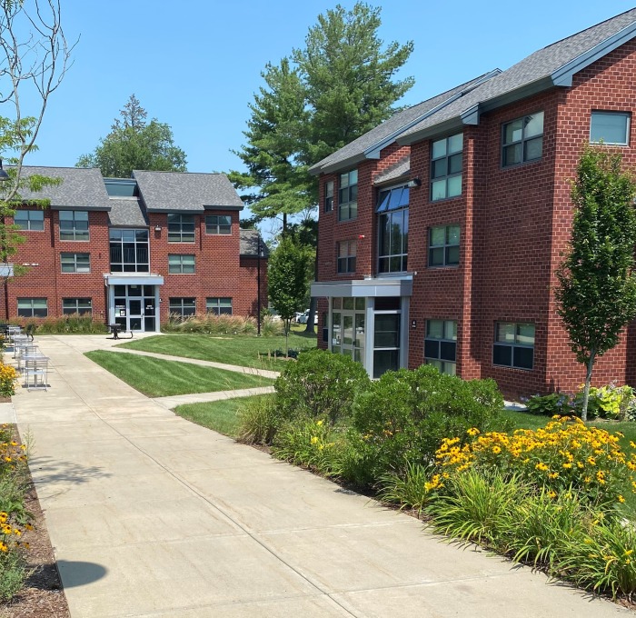 View of the townhouses one of the many residence halls here on campus