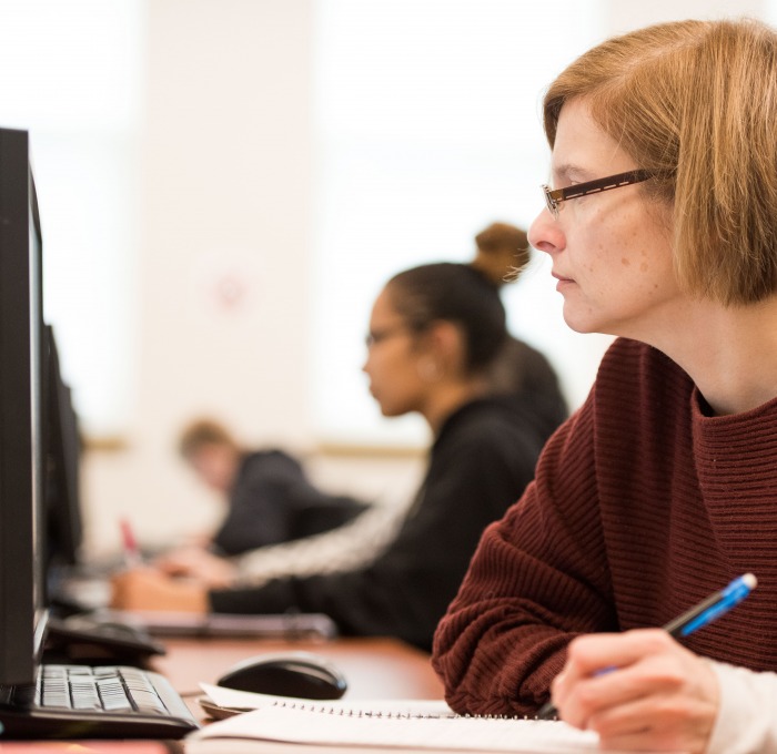 Students working on computers