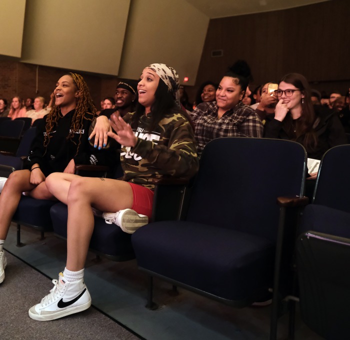 Diverse students enjoying the dance show in Weston Auditorium