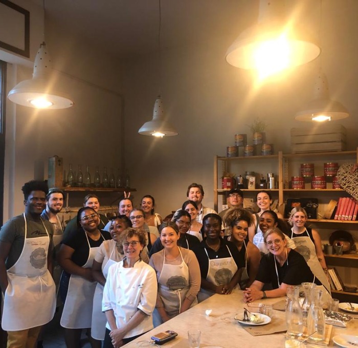 Students in Verona at cooking class