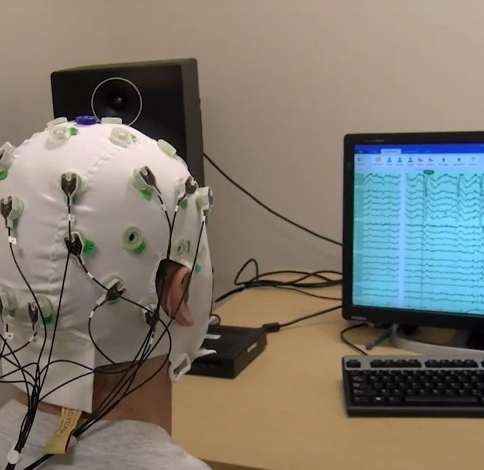 Psychological Science experiment with brain wave monitor 