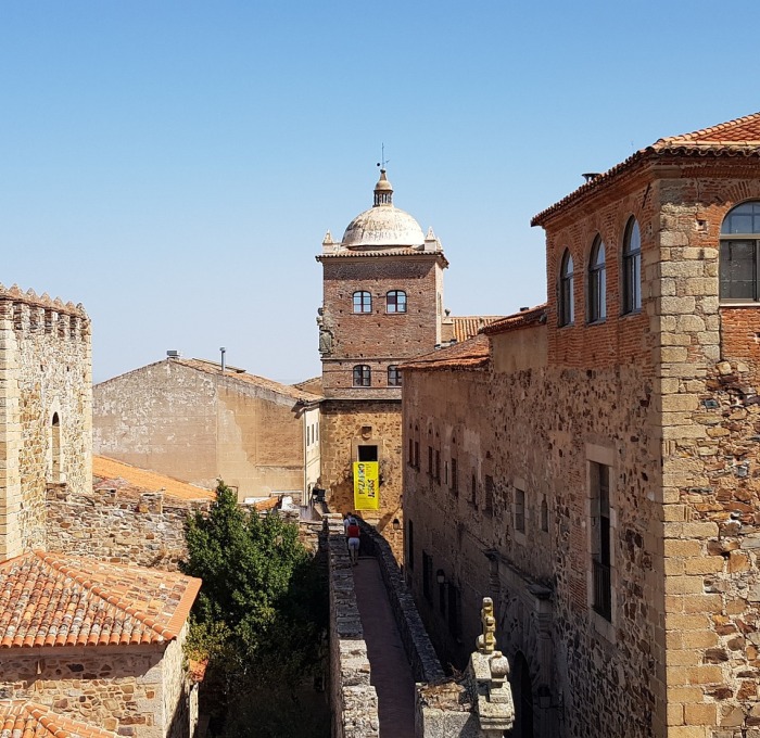 Aerial view of buildings in Caseres Spain