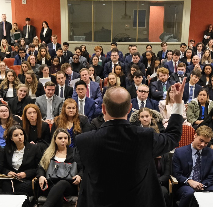 Groups from 2022 Northeast Regional Moot Court Competition in Ellis White with Paul Weizer intro