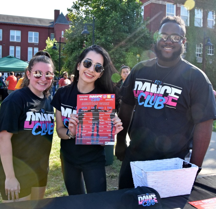 Dance club members at Rock the Block recruiting and advertising auditions