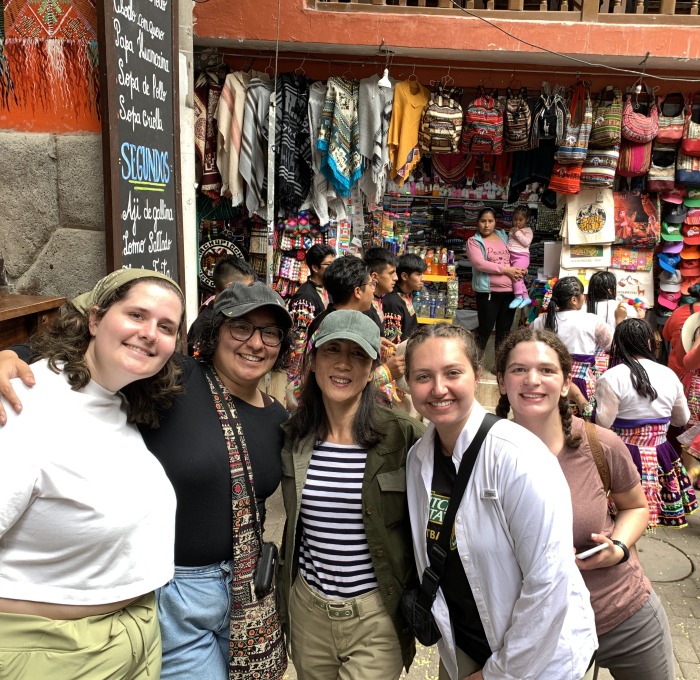 GIS Peru study abroad group in a marketplace