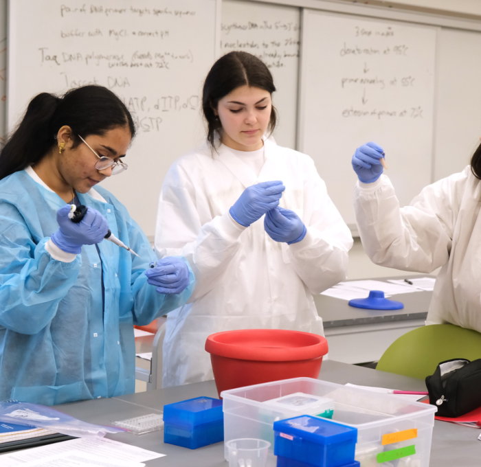 Students in genetics lab January 2024