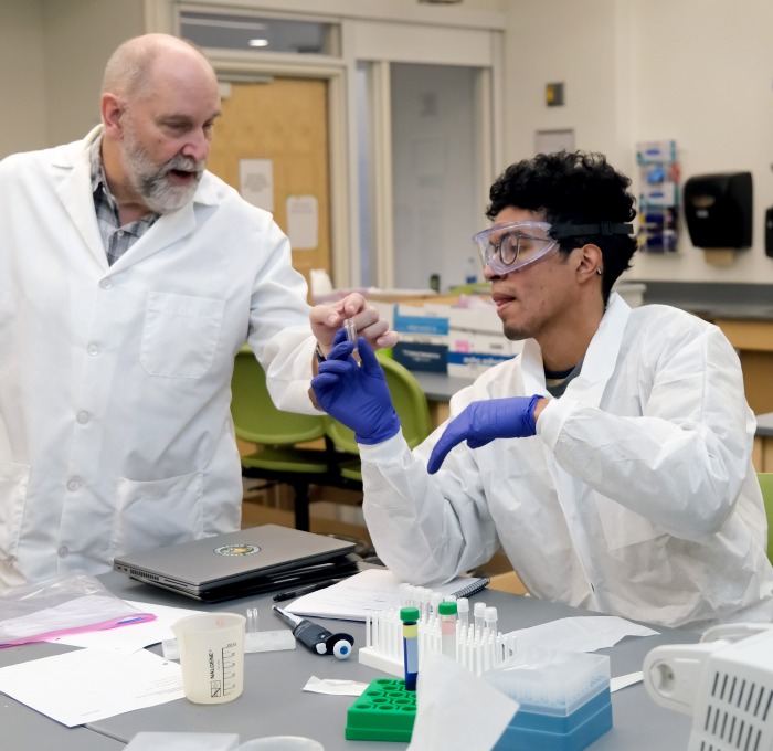 Teacher and student in the cell culture lab