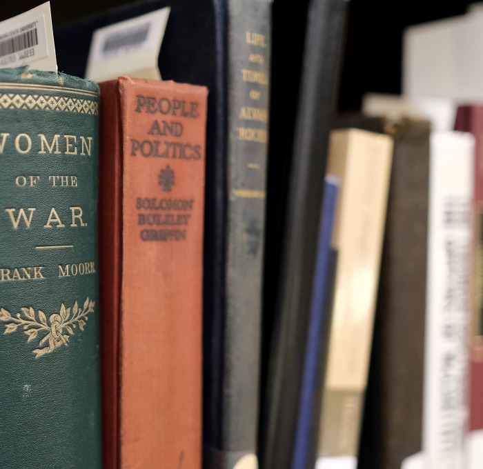 Books on shelf in the library archives