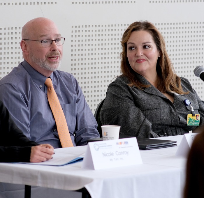 President Hodge, Tom Brown MT and Nicole Conroy panel.