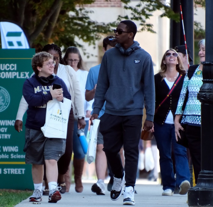 Group of students and parents walking near Antonucci Science Complex