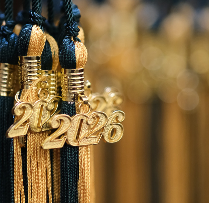 Stack of 2026 tassels for graduation caps.
