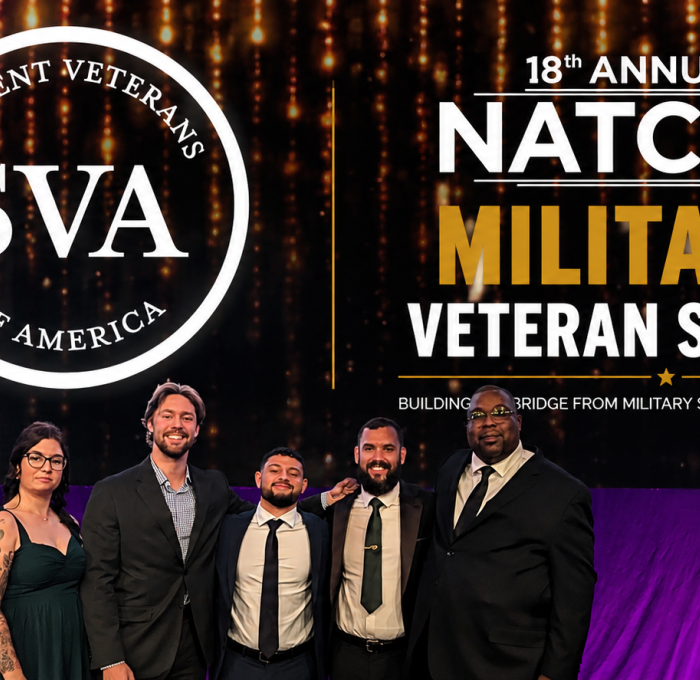 Nolan Buck and veterans on stage at NATCON conference.