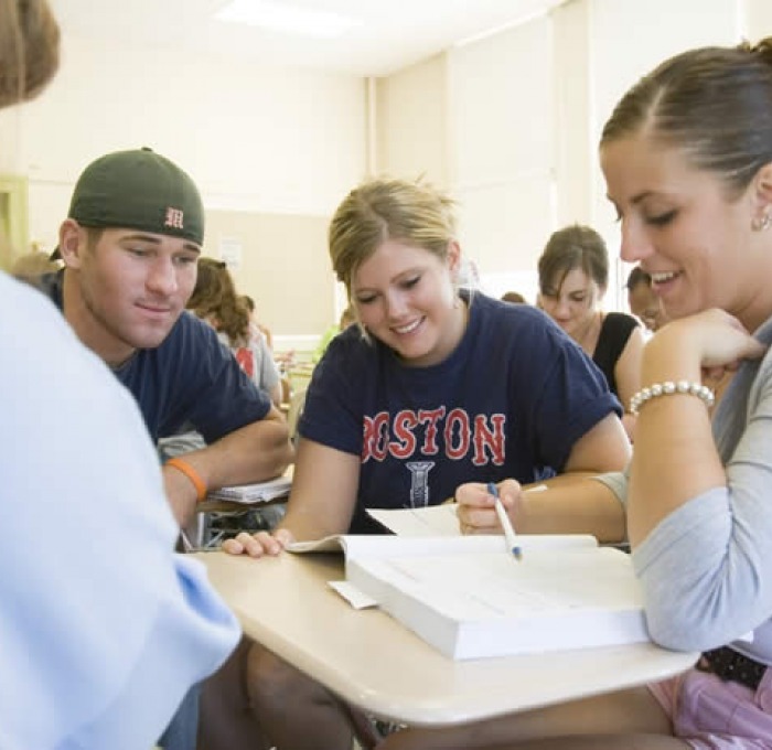 Students sitting around a desk