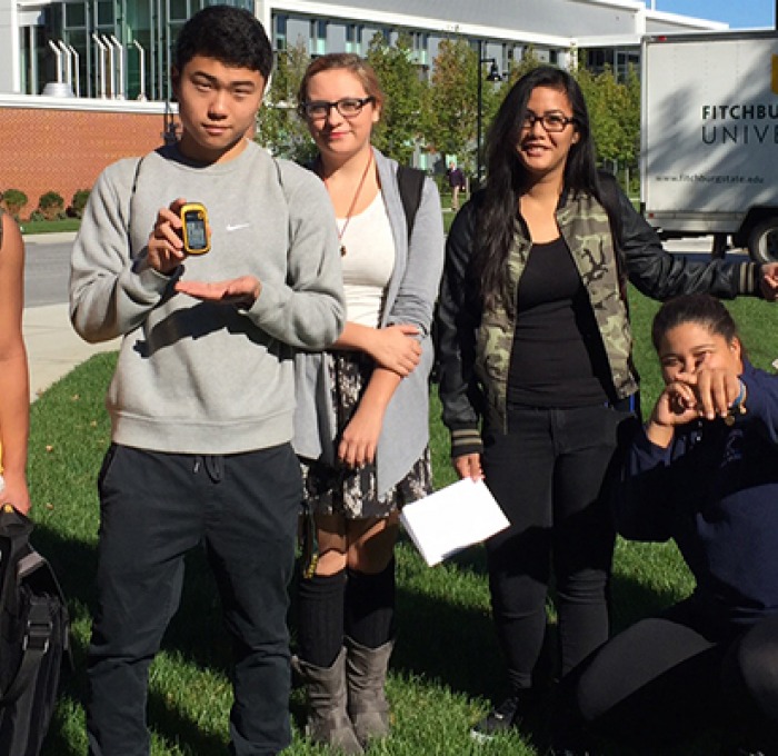 Earth Systems Science students conducting a GPS exercise