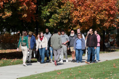 Fall open house tour group on the quad