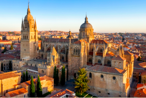 Salamanca Spain Cathedral Aerial View with city all around it
