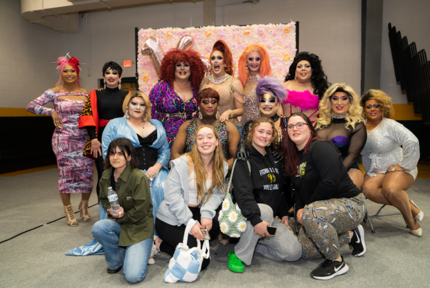 Students posing at Drag Show 2023