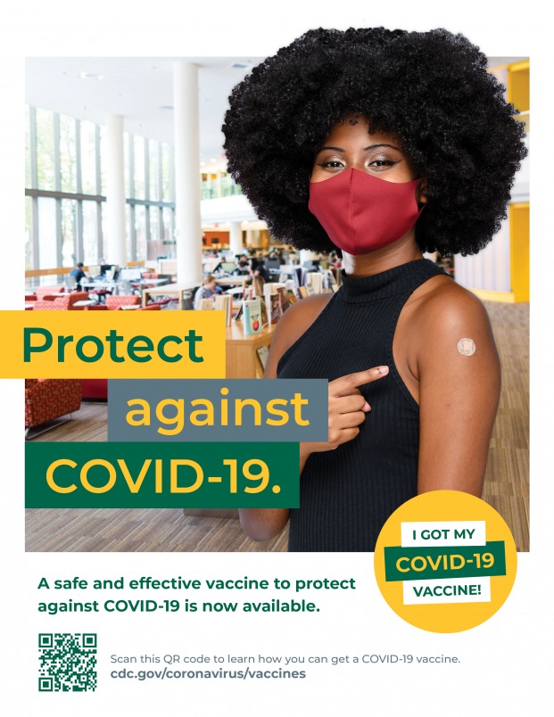 Poster illustrating COVID vaccination