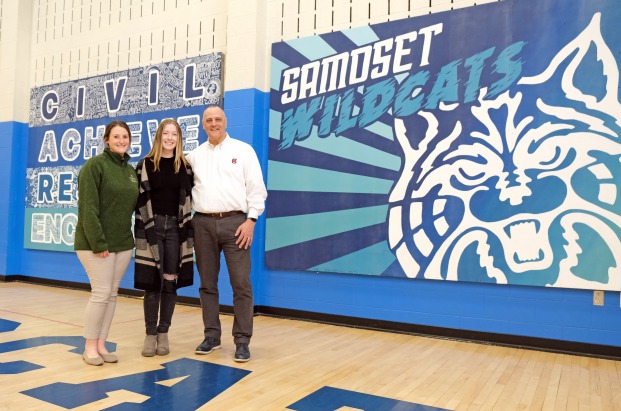 Student Devin Tormey, center, with Professor Catherine Buell, left, and Professor John Crawley