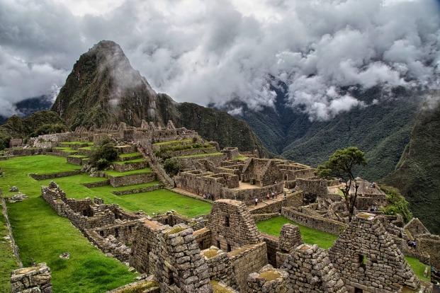 Machu Picchu in Peru Inca ruins below the mountains