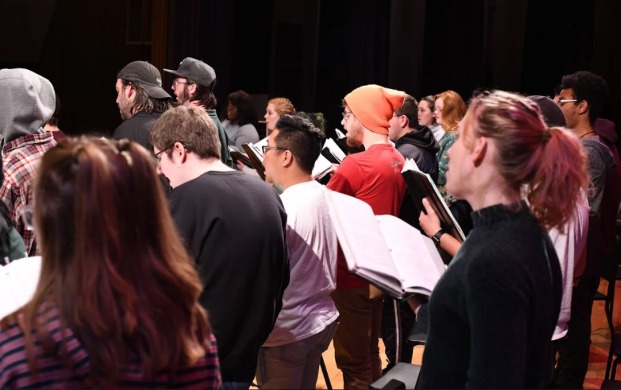 Choir rehearsal in Weston Auditorium