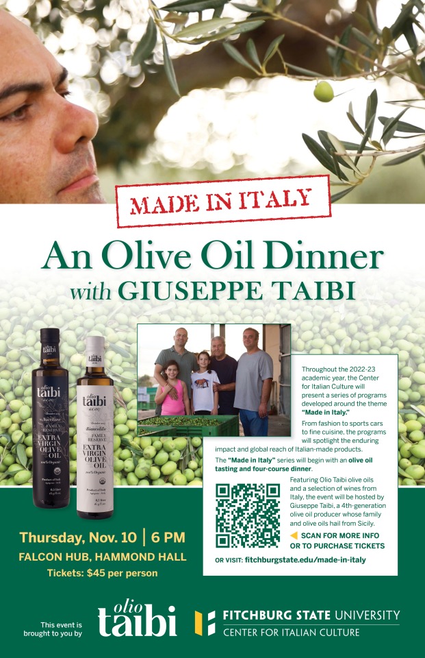 Poster for olive oil dinner Nov 2022