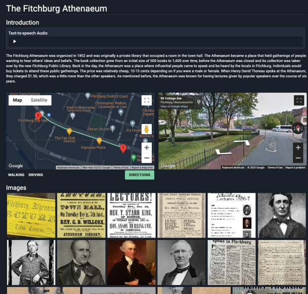 Capture of screenshot of Fitchburg Athenaeum on virtual arts history tour