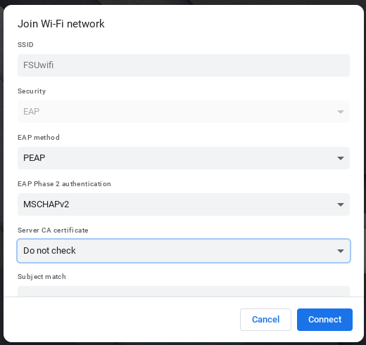 Chromebook Wi-Fi Settings