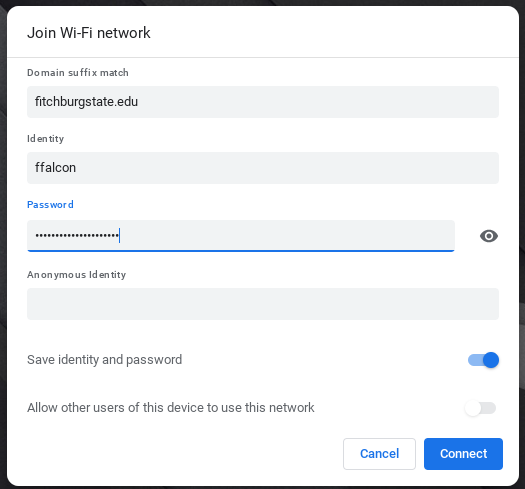 Chromebook Wi-Fi Settings