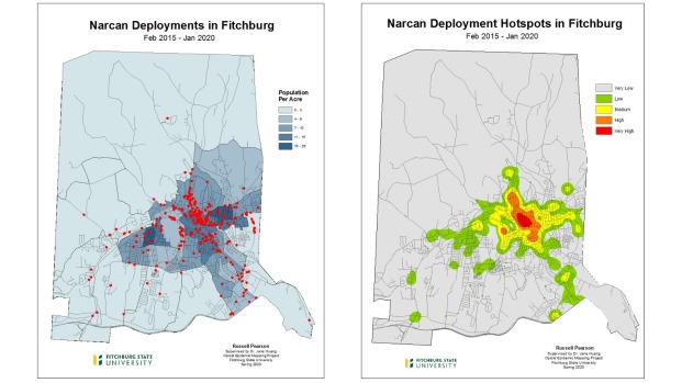 Narcan Deployments in Fitchburg maps