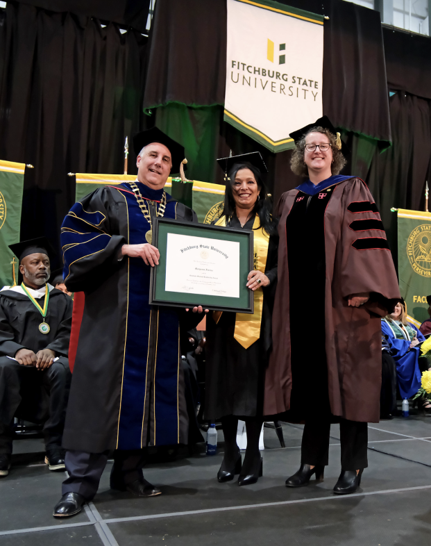 Maryanne Fiorino receives graduate student leadership award from President Lapidus and Provost Patricia Marshall