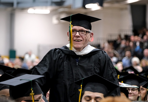 Stephen Wells is recognized at Winter 2023 Commencement