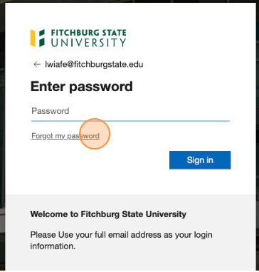 The location of the Forgot my password link.