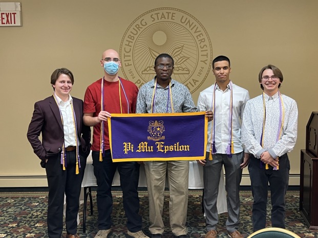 Group photo of five male Math Honor Society Inductees 2024