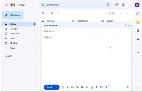 Gmail message layout screenshot